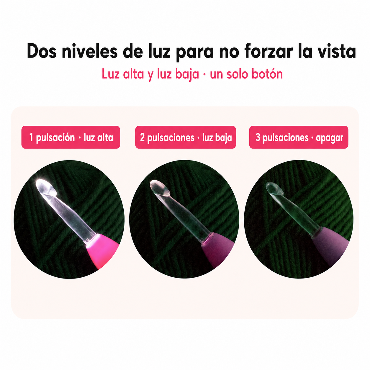 Ganchillo LED recargable 9 en 1