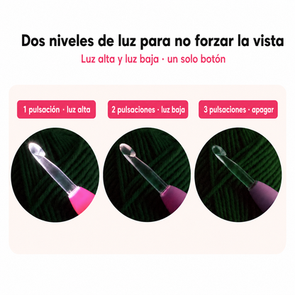 Ganchillo LED recargable 9 en 1