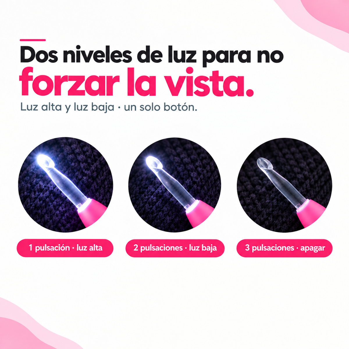 Set de ganchillos LED recargables