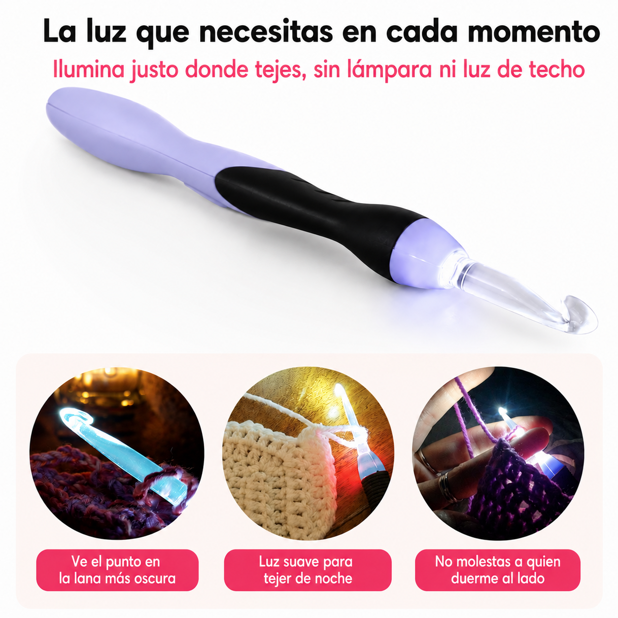 Ganchillo LED recargable 9 en 1