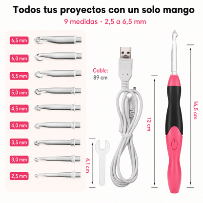 Ganchillo LED recargable 9 en 1