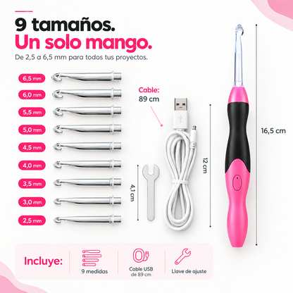 Set de ganchillos LED recargables