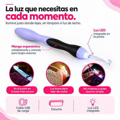 Set de ganchillos LED recargables